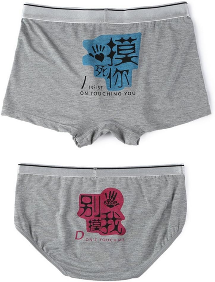 JIEYA Couple Lovers Underwear Love Printed Briefs Tanga His & Hers, Pack of 2