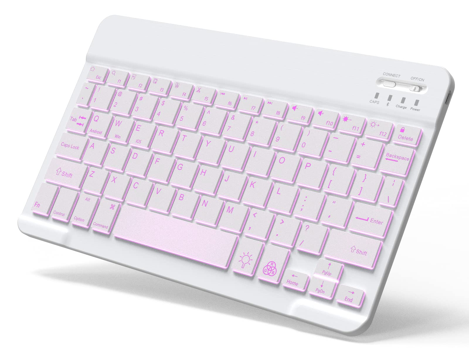 Photo 1 of Backlit Bluetooth Keyboard Small Portable Wireless Keyboard Rechargeable Illuminated for Android Samsung Tablet Cell Phone Smartphone iPad A16 11th 10th Generation iPad Pro Air Mini iPhone (White)