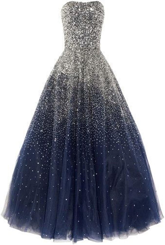 Lovelybride Amazing Strapless Beaded Prom Dress Long Formal Evening Gowns