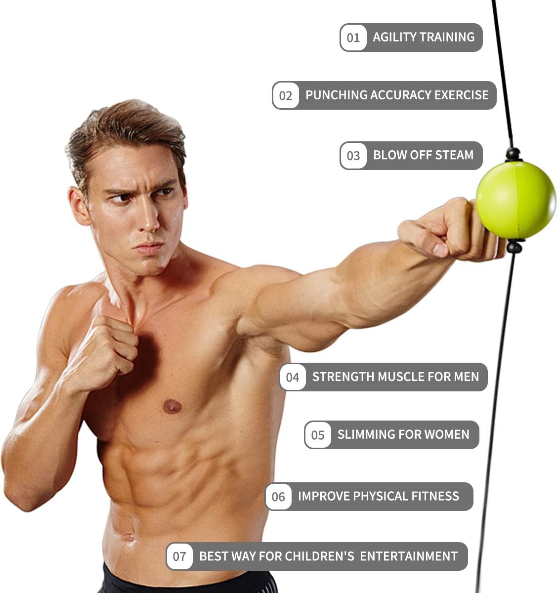 KFK Boxing Reflex Ball, Boxing Speed Ball Adjustable Height PU Punch Training Fitness Sports, Suit for Reaction, Agility, Punching Speed, Fight Skill and Hand Eye Coordination Training : Sports & Outdoors