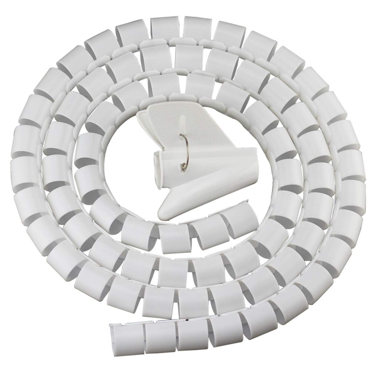 BuxiuGK 28mm x 2m Cable Tidy Wrap Black Spiral Cable Tidy Tube Cable PE Pipe for TV Wire Computer Cable on Home or Office,White