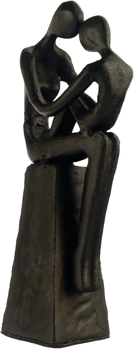 Elur Mother & Child Sitting Iron Figurine 18cm, Cast, Mocha, 18.5 x 7.5 x 5 cm