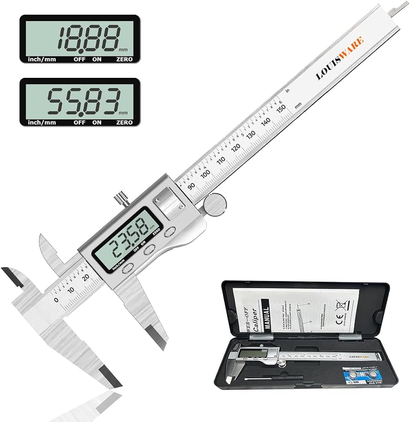LOUISWARE 150mm Digital Vernier Caliper Stainless Steel Inch/Metric