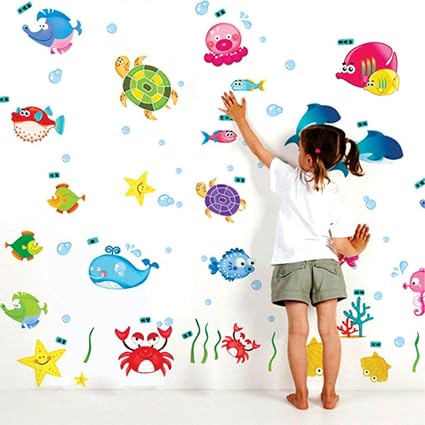 Decals Design Underwater Creatures Baby Wall Sticker (PVC Vinyl, 50 cm x 70 cm)