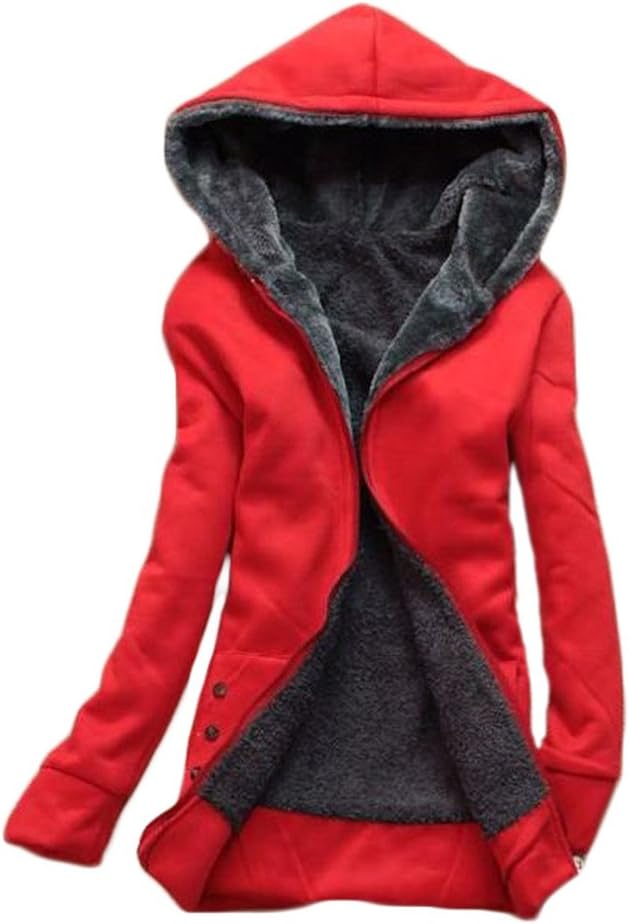 Shanmou Women's Long Winter Polar-Fleece Thickened Coats Jackets