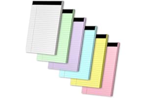 WINKIO Legal Pads 5" X 8", 6 Pack Colored Note Pads, College Ruled Yellow Lined Paper Pads, Letter & Legal Ruled Pads, 30 Sheets per Small Writing Pads 5x8 for School, Home, Office, Business