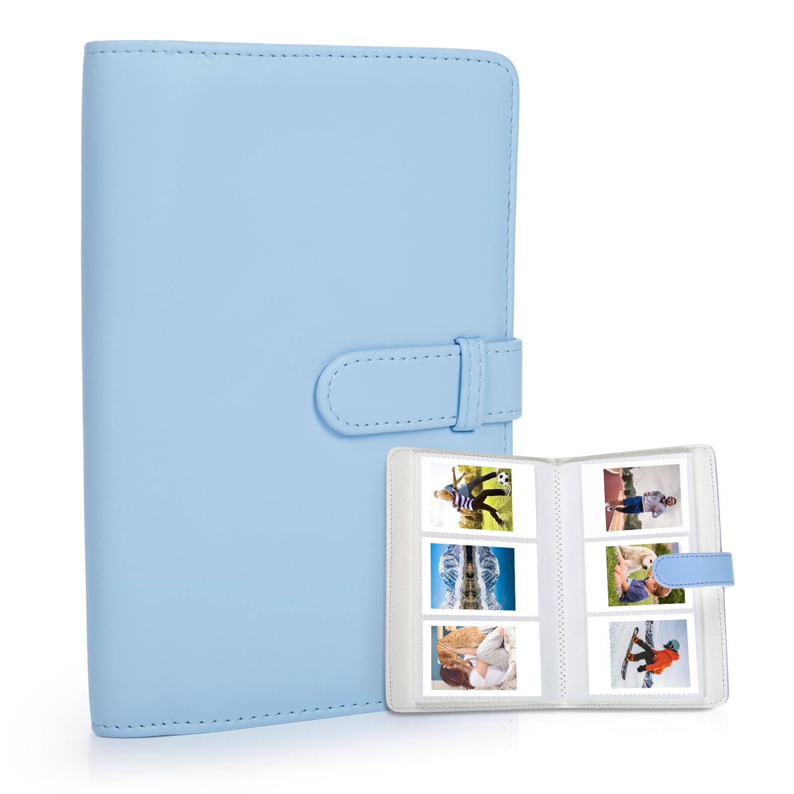 Riosin 108 Pockets Mini Album Compatible with Fujifilm Instax Mini film, Suitable for Instax Mini 12/11/7+/9/Evo/40/99/Liplay, 2x3"Photo Album for Canon ivy 2 Kpop Photocard(Pastel Blue)