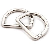 Metal D-Rings, 10 PCS Spring Opening Purse Making Clip Key Ring Holder (Silver)