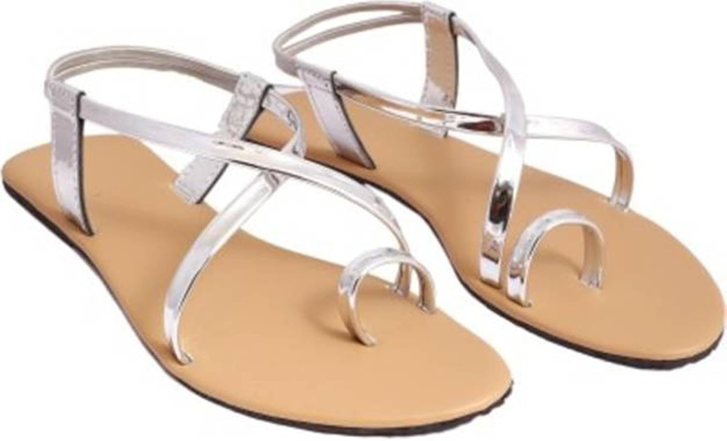 red choice collection women's & girls silver strap flat sandel