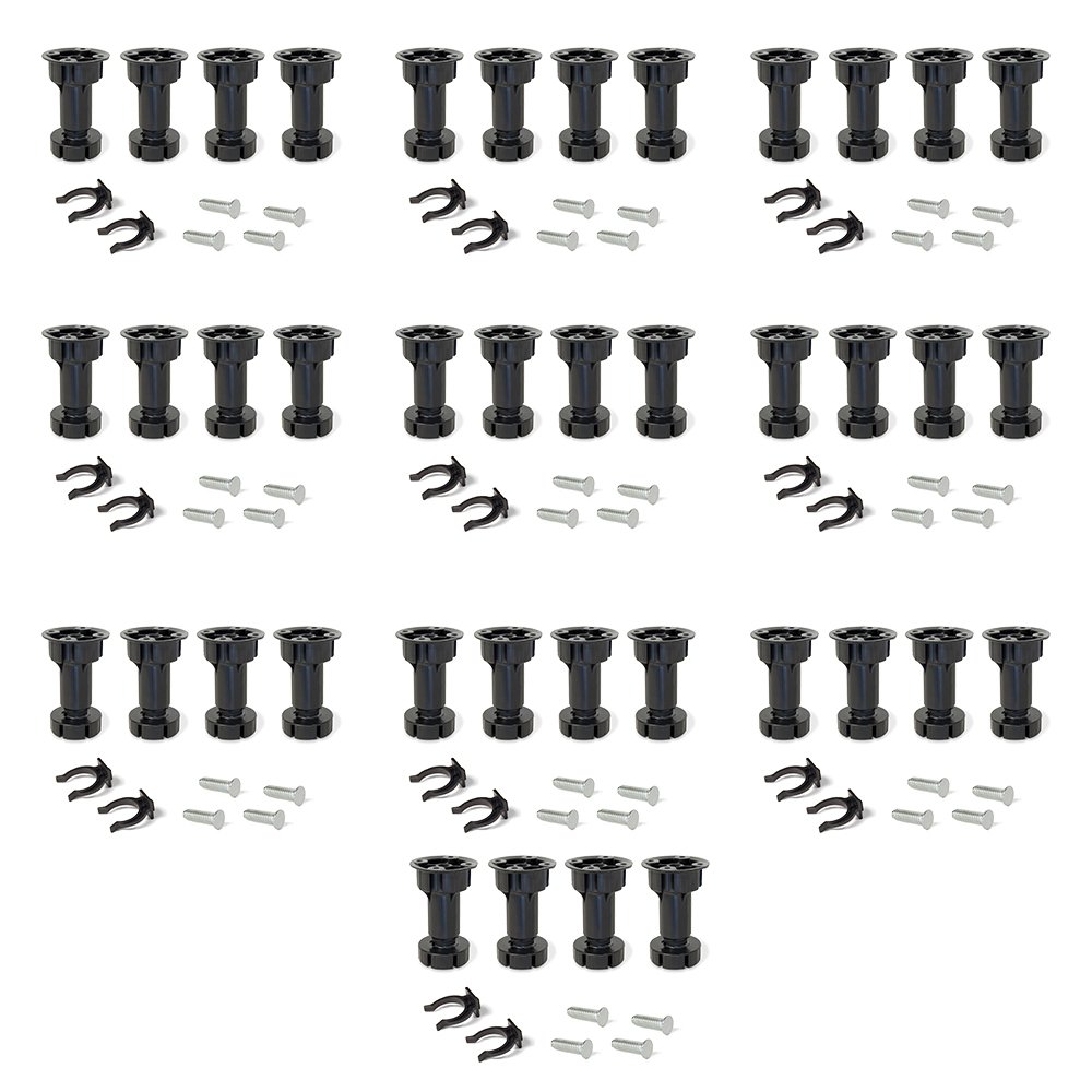 Emuca - Adjustable feet for kitchen or bathroom cabinet, set of 4 adjustable legs with assembly accessories, H 120mm, Batch of 10 sets