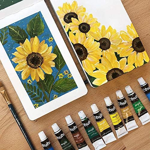 Amazon Ohuhu アクリル絵の具 24色 6本ペイントブラシ付き アクリルカラー 鮮やか 12ml ペイント チューブ 学習教材 学校教材 画材 イラスト Diy 絵具 通販