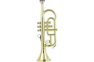 ERINGOGO Musical Instruments Play Toy 3 Tones Trumpet for Kids, Ages 3+, Plastic Trumpet in Metallic, Wind and Brass Instrument Band in School/Home, Musical Gift