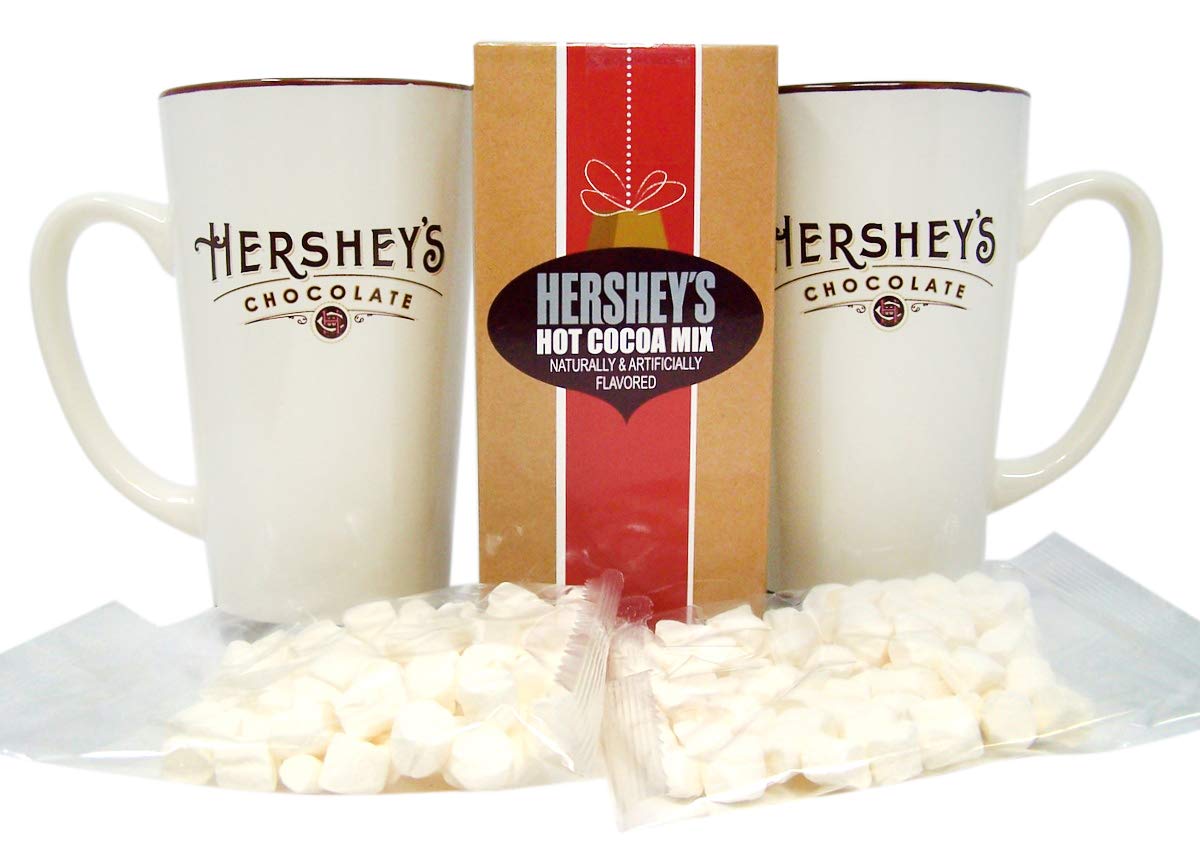 Christmas Hershey 2 Latte Mugs with Hot Chocolate Mix and