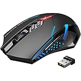 VicTsing Wireless Gaming Mouse with Unique Silent Click, Breathing Backlit, 2 Programmable Side Buttons, 2400 DPI…