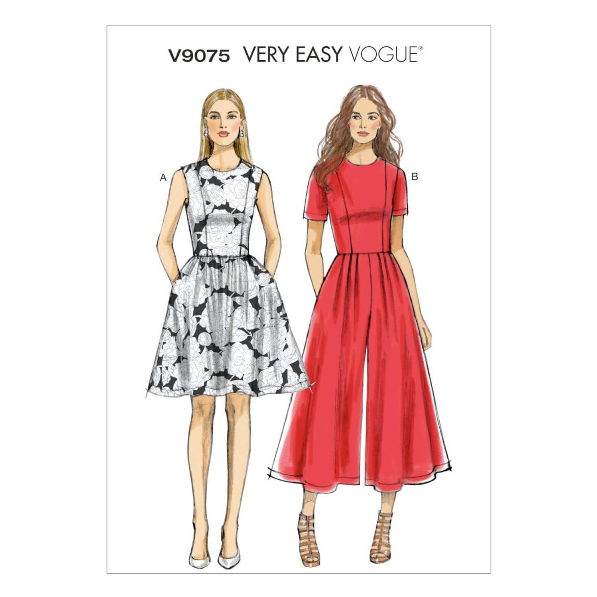Vogue Patterns V9075E5 14/16/18/20/22 Misses/Misses Petite Dress and Jumpsuit