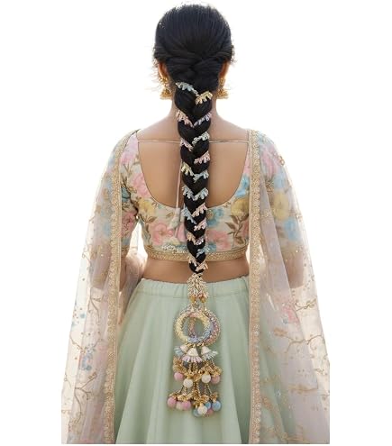 TABASSUM PAKISTANI DESIGNER HAND CRAFTED HAIR ACCESSORY PARANDA INDIAN BRIDAL Bridal Paranda, Indian Wedding Braid Jewellery, Hair  main image 4