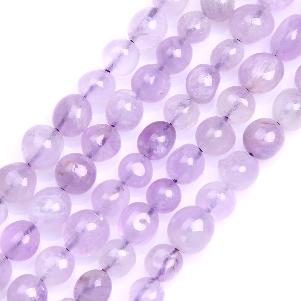 Sweet & Happy Girl's Store 6X8mm Freeform Potato Shape Gemstone Light Amethyst Beads Strand 15 Inch Jewellery Making Beads