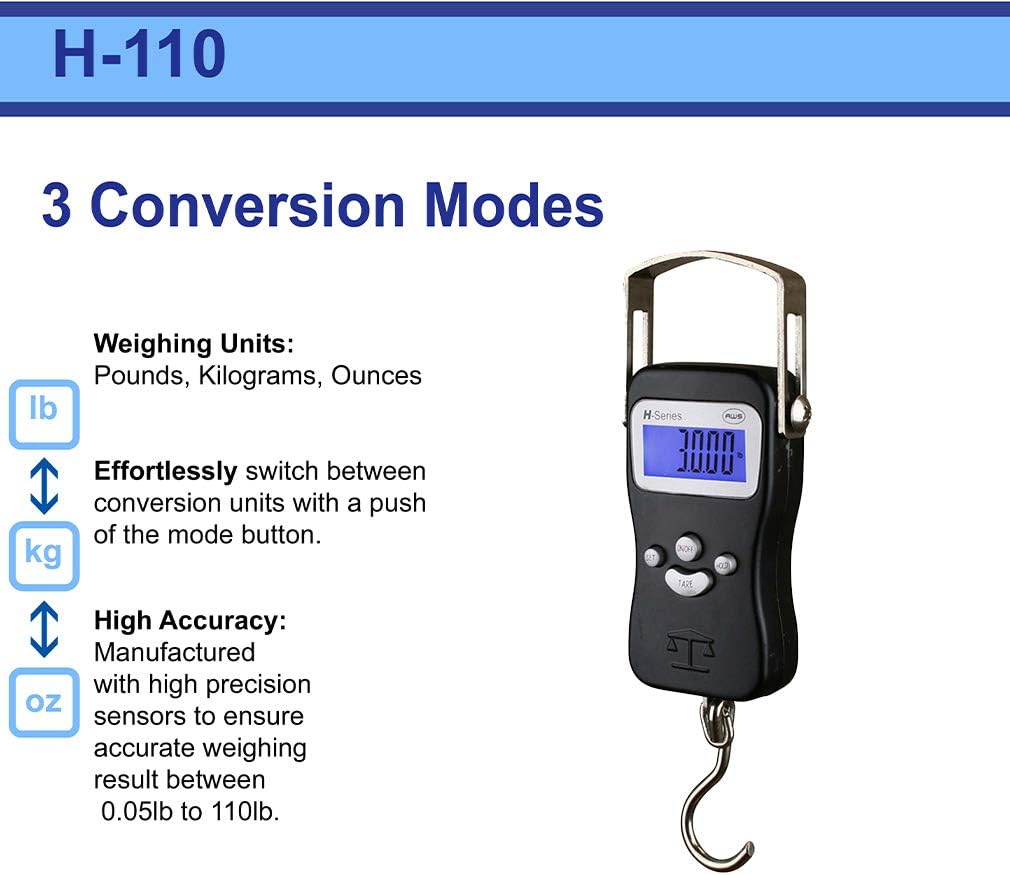H Series Digital Multifunction Electronic Hanging Scale, Black, 110lbs. x 0.1lb., H-110: Health & Personal Care
