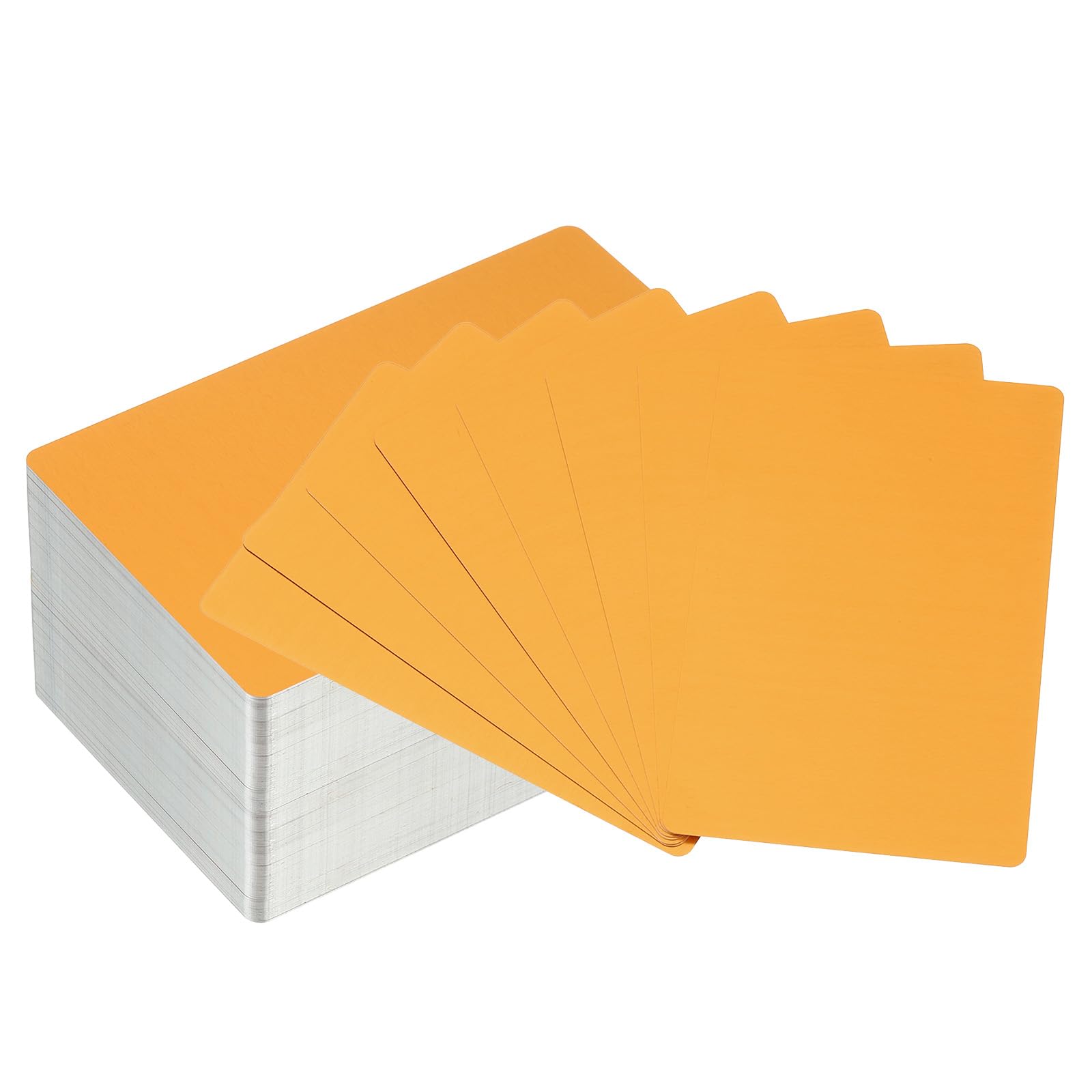 PATIKIL 300 Pack Metal Business Cards Blank, 0.21mm Thick 3.4x2.1 Inch Aluminum Laser Engrave Printable Name Card for Custom DIY, Orange