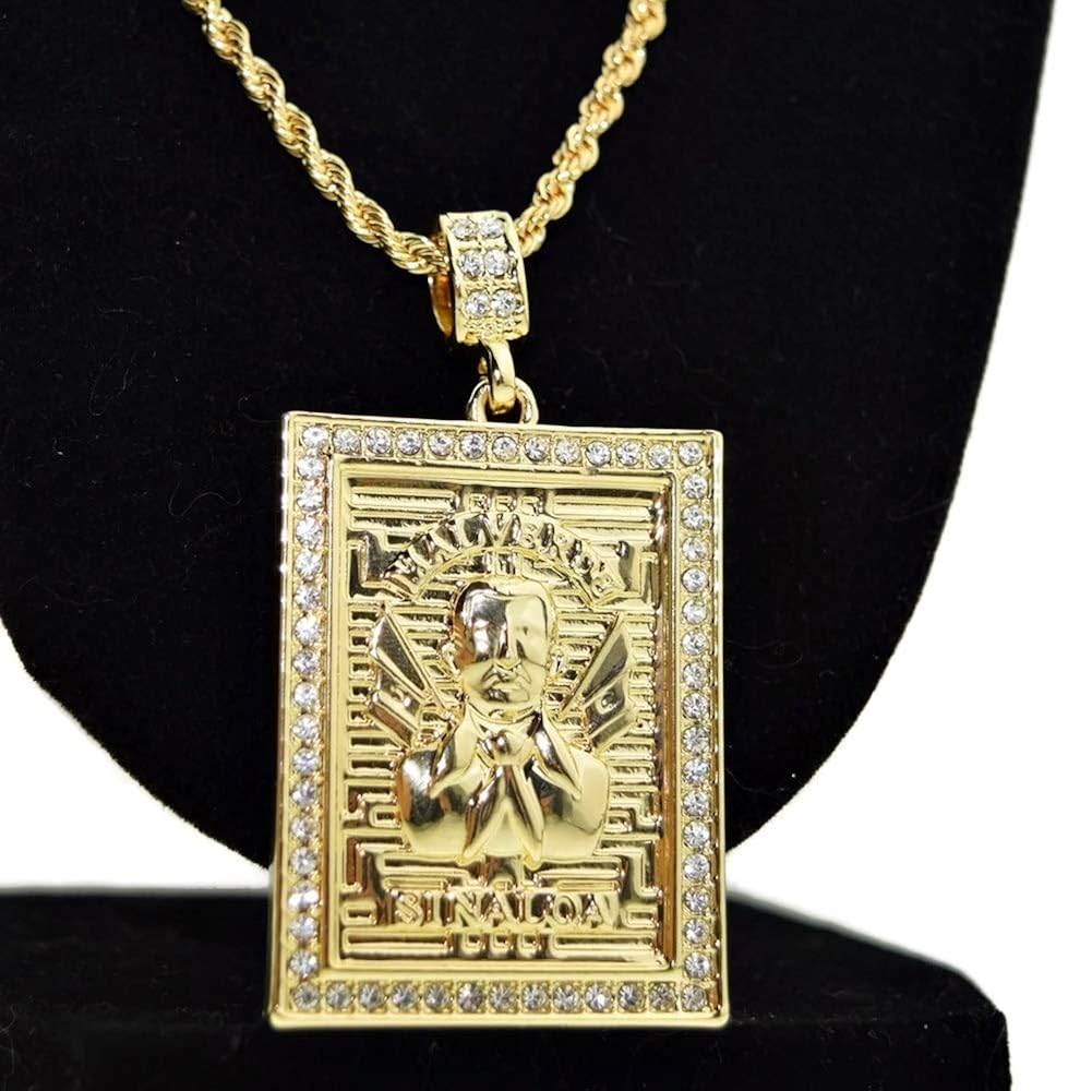 14K Gold Plated Jesus Malverde Chain 