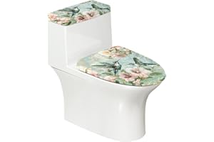 ASQVTIFE Toilet Tank Cover Pink Toilet Lid Cover Pink Toilet Lid Cover Blue Iris Floral Toilet Seat Lid Cover Toilet Lid Cover and Toilet Tank Cover Stretch Toilet Seat Lid Covers for Bathroom