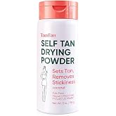 Tan Fan Self Tan Drying Powder 3oz - Stops Sticky Feel After Tanning - Suits Spray, Fake or Sunless Tanner - 100% Vegan Talc-Free Natural Blend For Silky Skin - No Mess Bottle - Coconut - USA Made