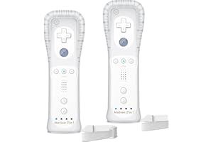 Gamrombo Wii Controller 2 Pack, Wii Remote Built in Dual Vibration, Motion Sensing, Speaker, with Silicone Case and Wrist Strap, Wii Controllers for Wii/Wii U (White)