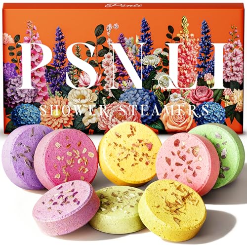 Psnli Shower Steamers Aromatherapy Stocking Stuffers 8 Scents – Christmas Gifts for Women Elegant Packaging with Essential Oils, Relaxing Spa Shower Tablets for Stress Relief, Self Care
