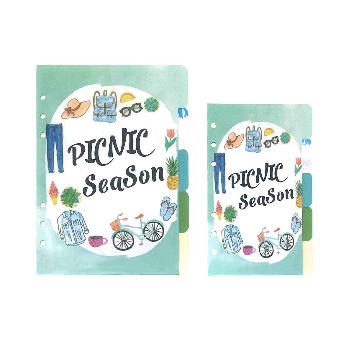 Index Tabs for A5/A6 6-Holes Cover Round Ring View Binder File Folder Loose Leaf Sheet Protectors Binder Cover Protector (Sunny Planner, A6/17cm*10cm/6 Inch)