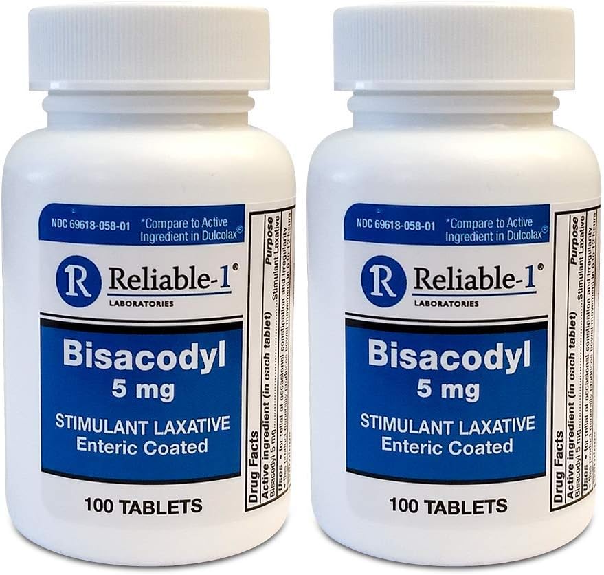 Reliable-1 Laboratories Biscodyl Stimulant Laxative (5 mg) (2 Pack): Health & Personal Care