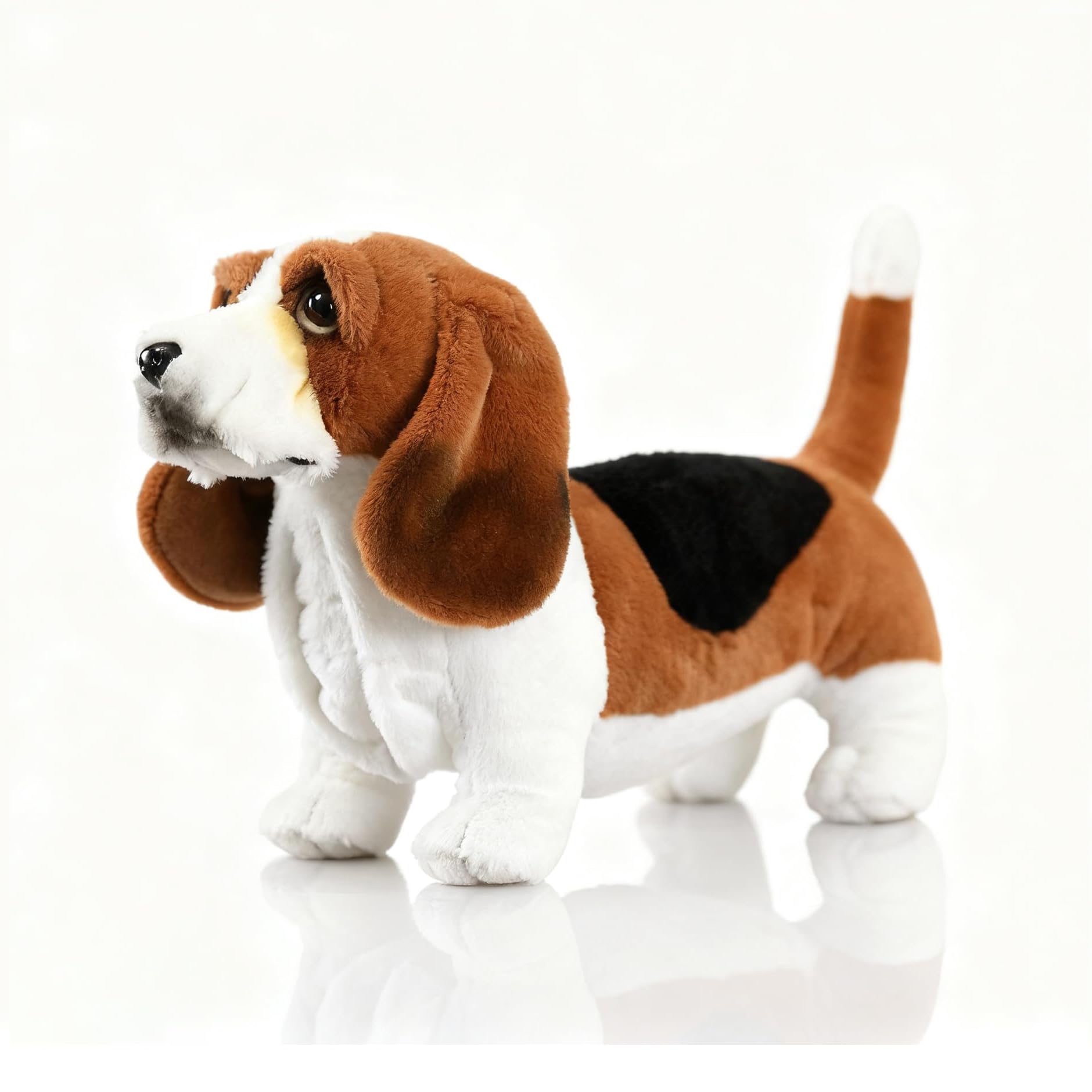 Tiny Heart Basset Hound Animal Plush Toy 11.4in, Soft Basset Hound Plush Toy Simulation Series, Soft Dog Plush Toy Doll Pillow for Kids and Wildlife Lovers,Brown