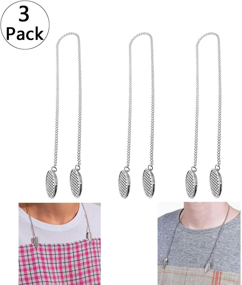 3 Pcs Napkin Chain, Stainless Steel Chain Napkin Clips, Towel Apron Bibs Chain Metal Napkin Napkin Holder Napkin Lanyard Neck Strap Dinner Accessory for Elder Adult Child 【19 inch】