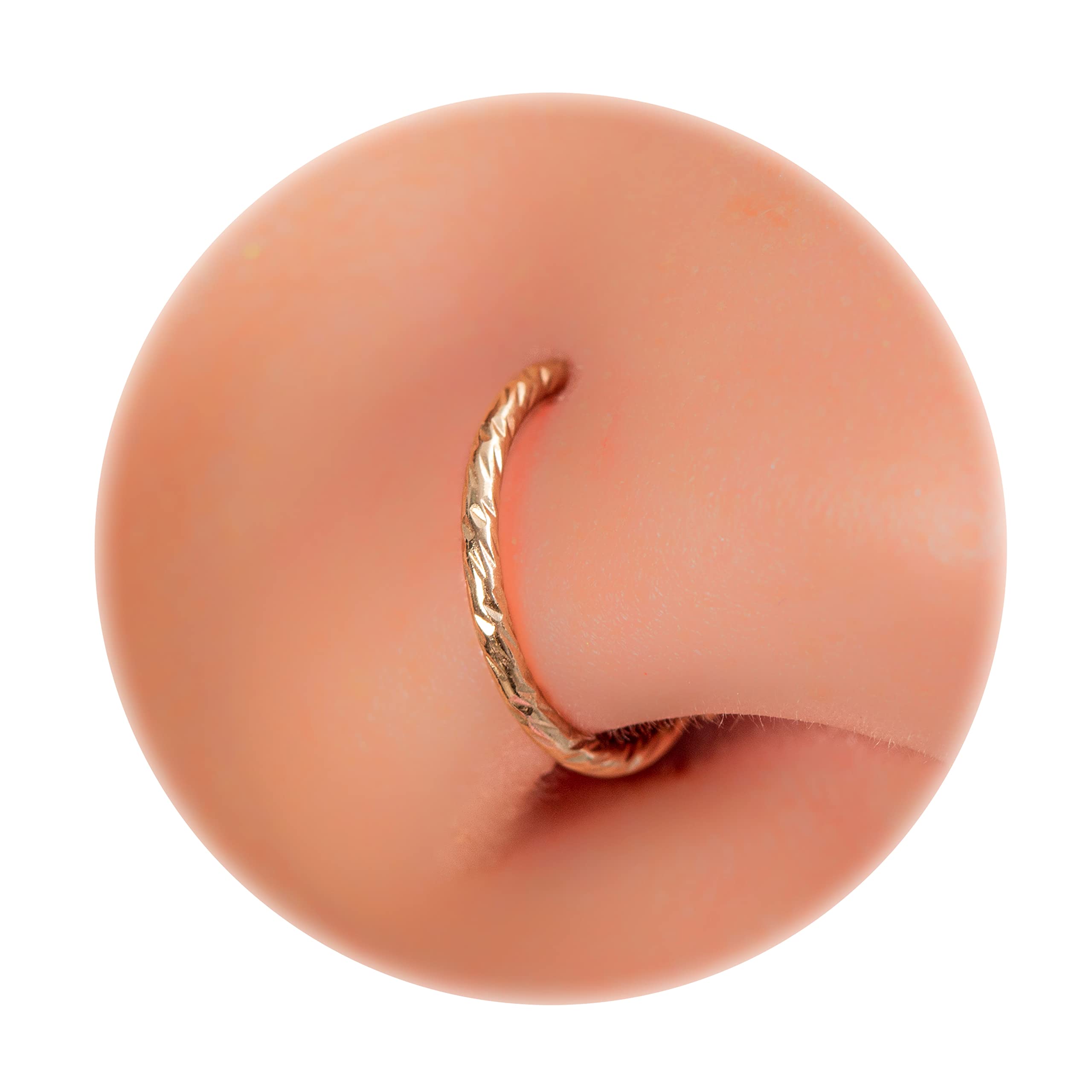Photo 1 of 20G Nose Ring Hoop 7mm 0.2 Inches - 14k Gold Filled Tiny Nose Piercings For Women - Handmade Nose Jewelry Rings