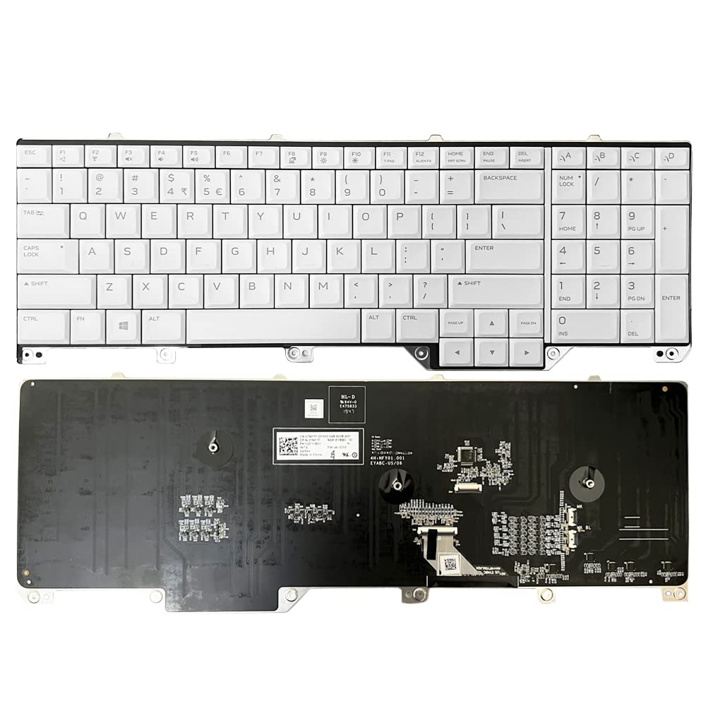 Gintai Italiano Italian language Keyboard for Dell Alien-ware 17 R5, Area 51M R1 007NF7F 7NF7F PK132F11B01 NSK-EYBBC RGB backlit key Keyboard Backlit Laptop (White)