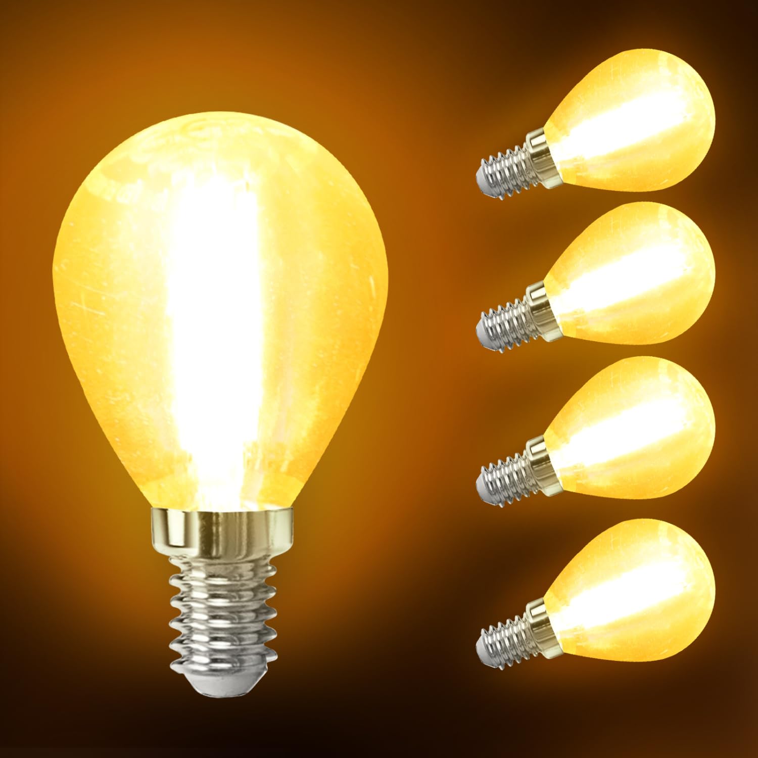 Aigostar E14 LED Bulb 8W 880LM, E14 Small Edison Screw Light Bulbs 2200K Amber Warm White, Vintage Filament Bulbs 64W Equivalent, Energy Saving Golf Ball Bulb 6-Pack — image 1