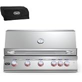 Hygrill Premium XTR 40-Inch Built In Grill, Stainless Steel 5-Burner Grill | for Outdoor Kitchen with Rear Infrared Burner, Cover and LED Lights, Natural Gas