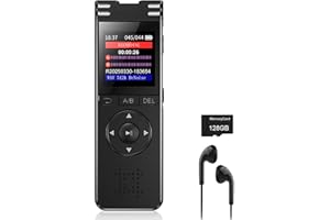 ARUNGO 128GB Digital Voice Recorder with Playback Upgraded Voice Activated Recording with Premium Noise Reduction Dictaphone Device Perfect for Lectures Meetings Interviews