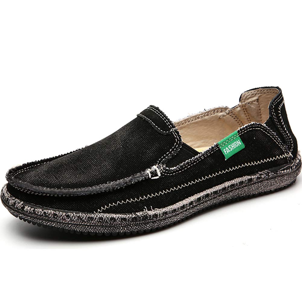 CASMAGMen's Casual Cloth Shoes Canvas Slip on Loafers Leisure Vintage Flat Boat Shoes