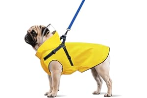 BSEMAX Dog Raincoat: Dog Rain Jacket with Reflective Harness & Removable Hood | Waterproof Dogs Rain Coat Poncho for Large Medium Small Dogs Puppies (Yellow - S)