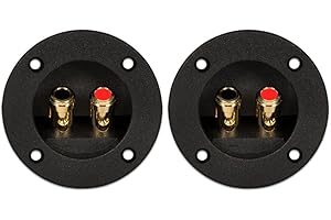 Goldwood Sound Speaker Box Terminal Cups 2 Round Power Speaker Terminal Plates Black (RGT-5050-2)