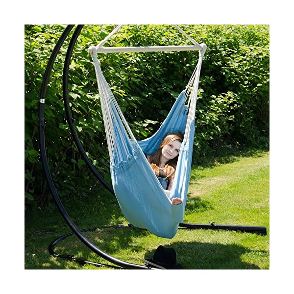 Eyepower XXL Hängesessel 185x130cm Hängestuhl bis 150 kg Baumwolle Hängesitz 2 Personen Hängematte Hängeschaukel Pazifik… – Bild 4