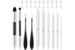 HAIFAFAFAING 30pcs Blending Stumps for Drawing Sketch Drawing Tools with Blending Sponge Pens Sandpaper Pencil Sharpener Blending Sticks for Beginner Drawing Art Blenders Charcoal Sketch Drawing