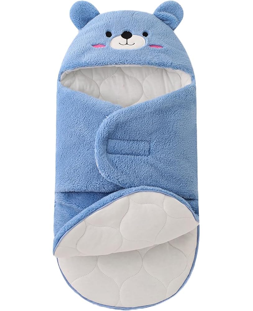 Maeau Newborn Baby Blanket Winter Fleece Wrap Blanket Infant Warm Blankets Swaddle Blu 9 Months
