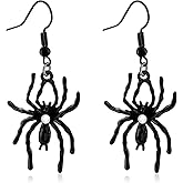 Aliyoham Halloween Earrings Black Spider Dangle Earrings Gothic Earrings Animal Earrings Halloween Jewelry Gifts for Women