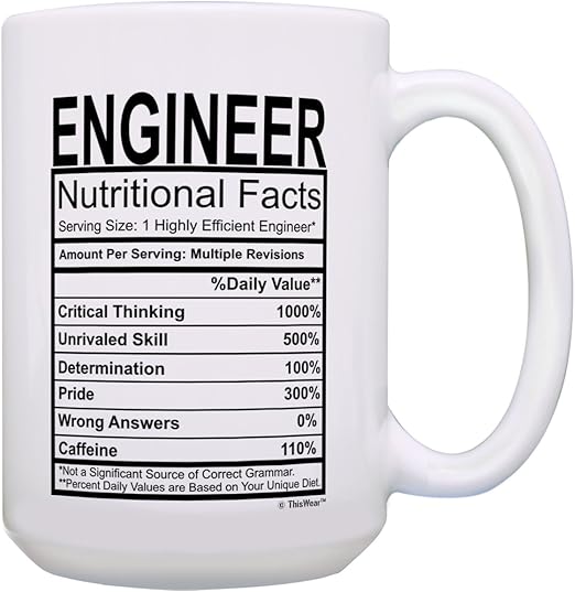 Amazon Com Funny Engineer Gifts For Men Engineer Nutritional Facts Engineer Graduation Gifts Gift 15 Oz Coffee Mug Tea Cup 15oz White Kitchen Dining Amazon Com Funny Engineer Gifts For Men Engineer Nutritional Facts Engineer Graduation Gifts Gift 15 Oz Coffee Mug Tea Cup 15oz White Kitchen Dining