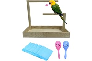 Niwaes Small Bird Training Stand Portable Tabletop Birds Perch Desktop Platform Training Perch with 5 Pcs Disposable Pads Parakeet Play Gyms Exercise for Budgie Conure Parrot Cockatiel Lovebird