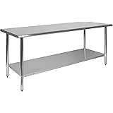 Flash Furniture Reader NSF Certified Stainless Steel Kitchen Prep and Work Table, Commercial Work Table with Undershelf Stora
