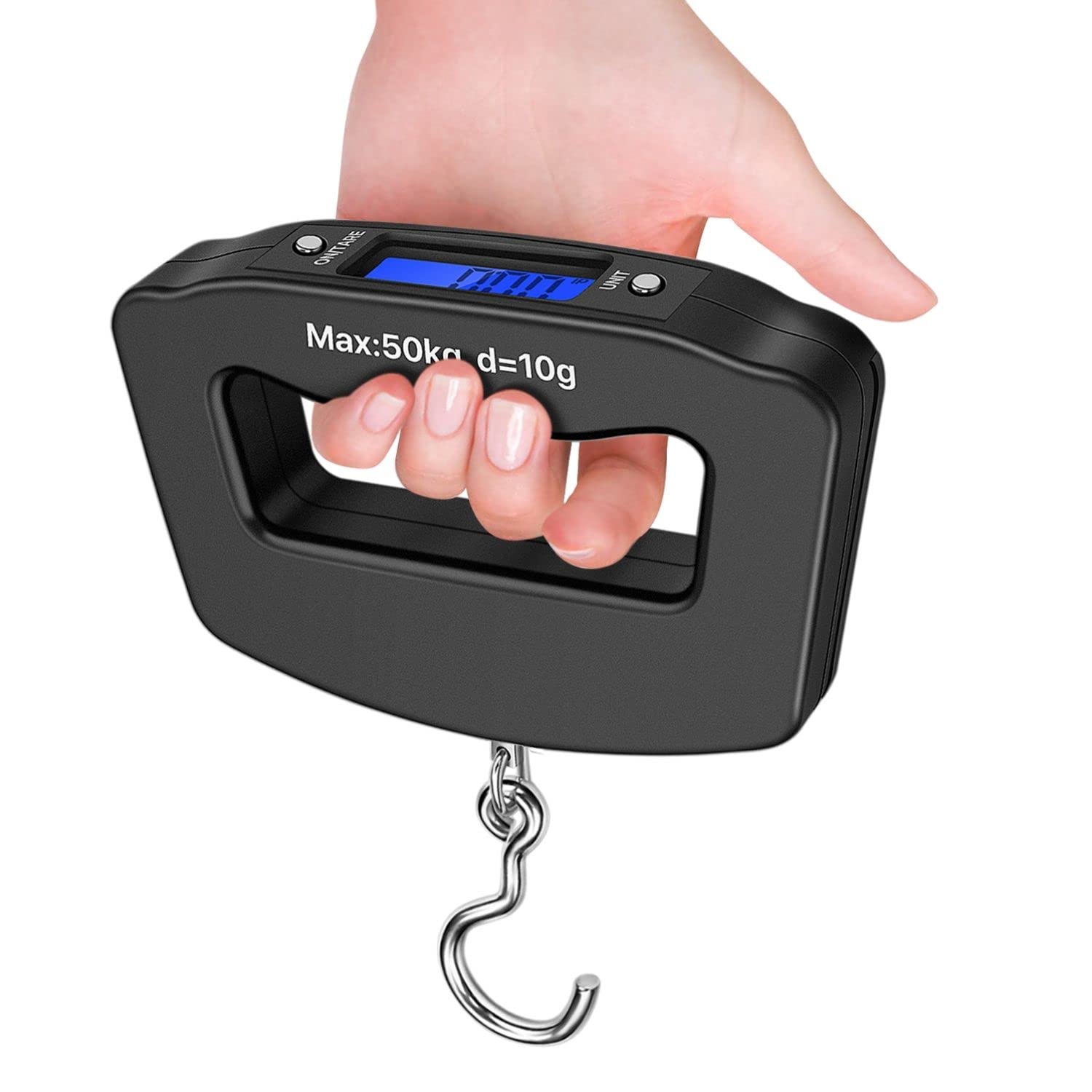 Photo 1 of Flexzion Digital Luggage Scale, Baggage Weight Scale, 110 Lb (50 Kg) with 10g Deviation, Portable Handheld Suitcase Weight Scale with Hook for Travel, Fish Weighing, Black