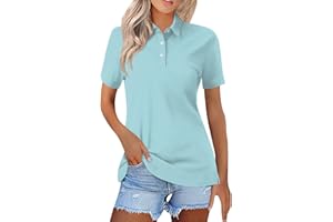 YUTANRAL Polo Shirts for Women 2024 Short Sleeve Summer Tops Button V Neck Business Casual Collared Shirts Dressy Blouses