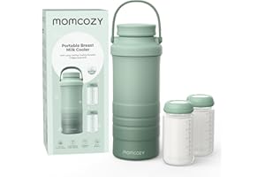 Momcozy 22oz Portable Breast Milk Cooler for Outdoor, Life Saver with 360° Total Cooling for 24 Hours, Larger Capacity Travel Breastmilk Chiller with 2pcs Baby Bottles for Breastmilk Storage, Green